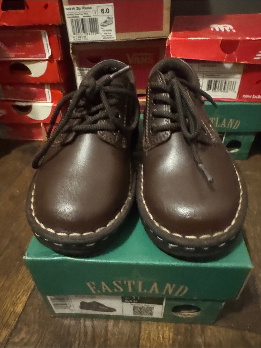 Eastland Brown Kids Lace-Up Leather Dress Shoes